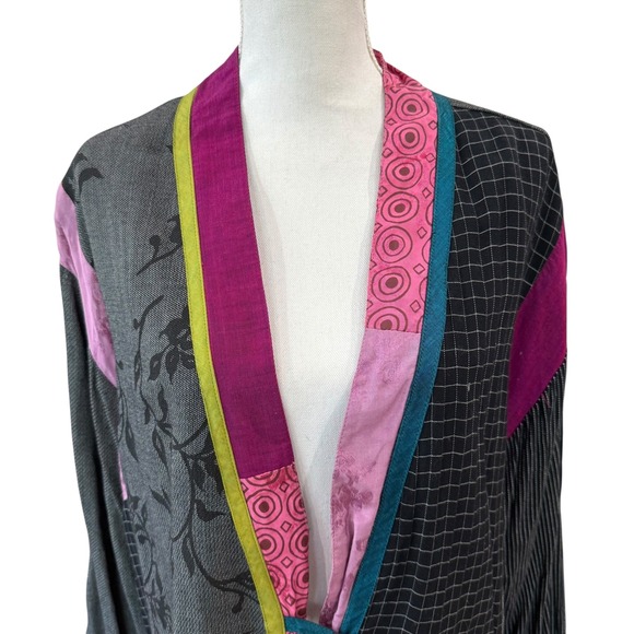 Faith by Celia Forrester Patchwork Kimono Jacket Abstract Print Women's - Picture 3 of 13